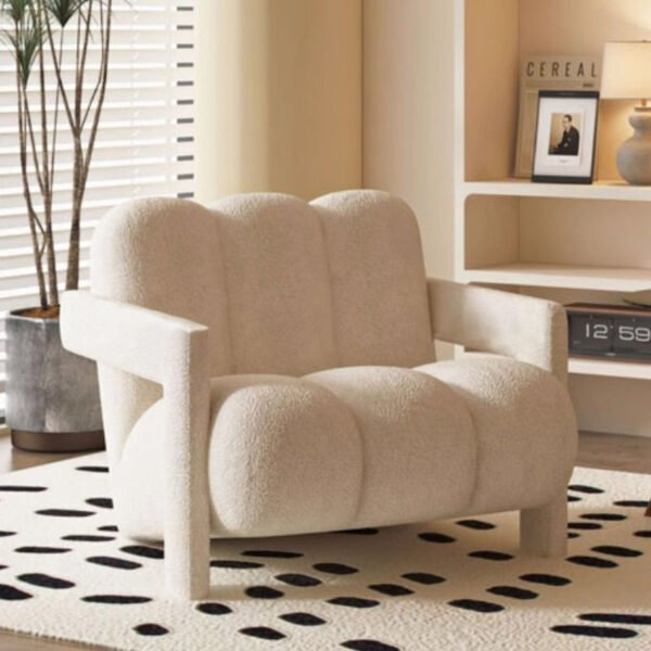 French Cream Style Casual Chair Designer Lazy Lamb Velvet Living Room Balcony Modern Simple Single Sofa Chair