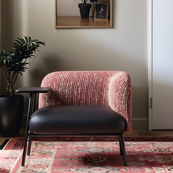 Italian Minimalist 2025 New Accessible Luxury Fabric Bedroom Negotiation Chair Mid-Century Style Scandinavian Single Chair Living Room Chair