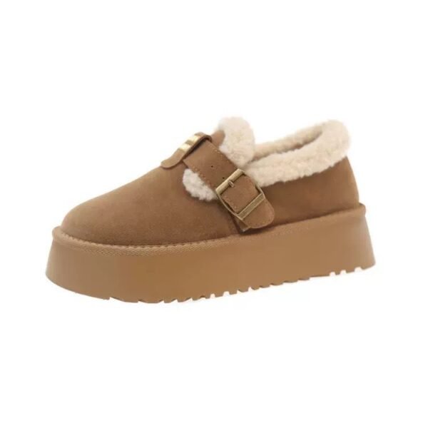 Thick-Soled Birkenstock Shoes for Women, Fleece-Lined and Thickened Snow Boots for Outdoor Wear, 2026 Autumn and Winter New Model, Non-Slip, Warm, Furry Cotton Shoes