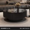 Italian Minimalist Living Room Home Light Luxury Style Small Apartment Tea Table Simple New Black Glass Round Combination