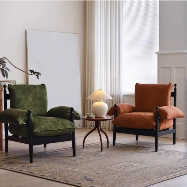 French Style Entry Luxury Solid Wood Single Chair Designer Living Room Home Meeting Guest Sofa Chair Solid Wood Antique Red Wood Chair
