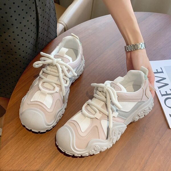 Sports Shoes for Women, 2026 Spring New Popular Thick-Soled Versatile White Shoes, Mesh Breathable Running Casual Shoes