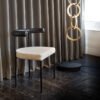 Nordic Simple Fabric Upholstered Backrest Chair Hotel Restaurant Wrought Iron Dining Chair Coffee Milk Tea Shop Chair High Backrest