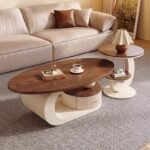 Walnut Coffee Table Light Luxury High-End Small Apartment Living Room Home French Mid-Century Style Designer New Coffee Table