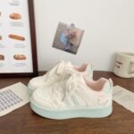 Student White Sneakers for Women 2026 Spring and Autumn New Thick-Soled Versatile Trendy Niche Bread Shoes Casual Sneakers
