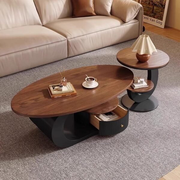 Walnut Coffee Table Light Luxury High-End Small Apartment Living Room Home French Mid-Century Style Designer New Coffee Table