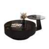Italian Minimalist Living Room Home Light Luxury Style Small Apartment Tea Table Simple New Black Glass Round Combination