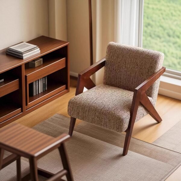 New Chinese Style Mid-Century Style Solid Wood Living Room Single Leisure Sofa Chair Classical B&B Hotel Living Room Reception Sofa