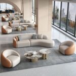 Sales Office Negotiation Curved Sofa Hotel Lobby Vip Club Rest Area Reception Sofa Coffee Table Combination