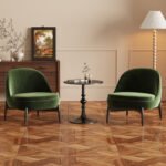 French Style Single Sofa Chair Living Room Bedroom Retro Style Table and Chair Combination Modern Middle Ancient Homestay Study Leisure Sofa