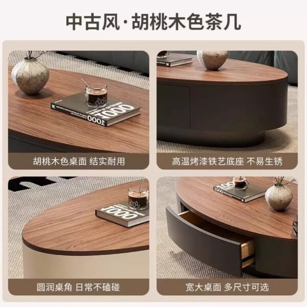Walnut Coffee Table Light Luxury High-End Small Apartment Living Room Home French Mid-Century Style Designer New Coffee Table
