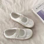 Popular Hollow Breathable White Shoes for Women 2025 Summer New Thick-Soled Velcro Casual Sneakers Mary Jane Sandals