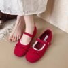 Evening Shoes with Gentle Bowknot Mary Jane Style for Women, 2026 Spring New Soft-Soled French Ballet Shoes