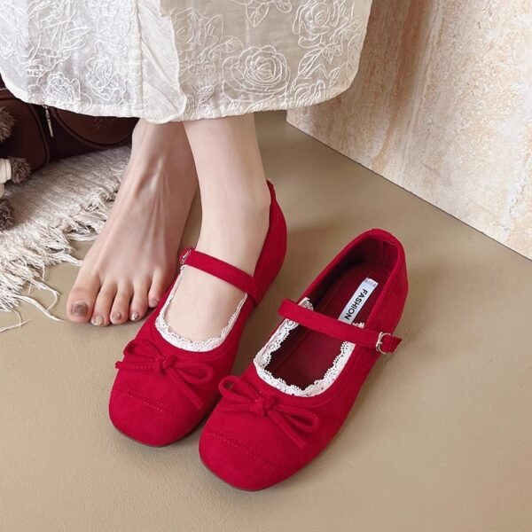 Evening Shoes with Gentle Bowknot Mary Jane Style for Women, 2026 Spring New Soft-Soled French Ballet Shoes