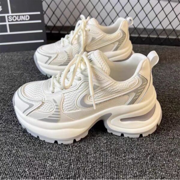 Thick-Soled Dad Shoes for Women, 2026 Spring and Summer New Versatile Breathable Mesh Sneakers, Lightweight Casual White Shoes