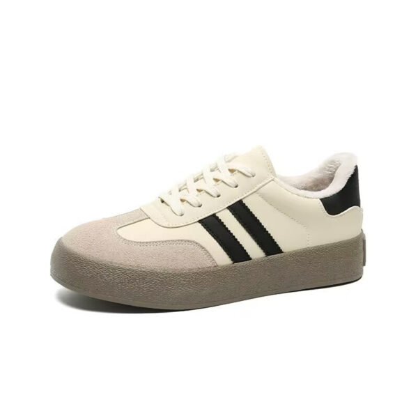Fleece-Lined German Training Shoes for Women, 2025 Autumn and Winter New Thick-Soled Height-Increasing Popular Versatile Warm Cotton Shoes, Casual Sports Sneakers