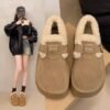Thick-Soled Birkenstock Shoes for Women, Fleece-Lined and Thickened Snow Boots for Outdoor Wear, 2026 Autumn and Winter New Model, Non-Slip, Warm, Furry Cotton Shoes