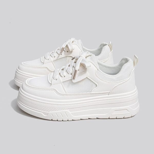 Popular White Shoes for Women 2025 New Spring Women's Shoes Versatile Thick Sole Heightening Board Shoes Casual Sports Dad Shoes
