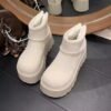White Thick-Soled Heightening Snow Boots for Women 2025 Autumn and Winter New Versatile Birkenstock Short Boots Fleece-Lined Thickeneded Cotton Shoes