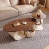 Walnut Coffee Table Light Luxury High-End Small Apartment Living Room Home French Mid-Century Style Designer New Coffee Table