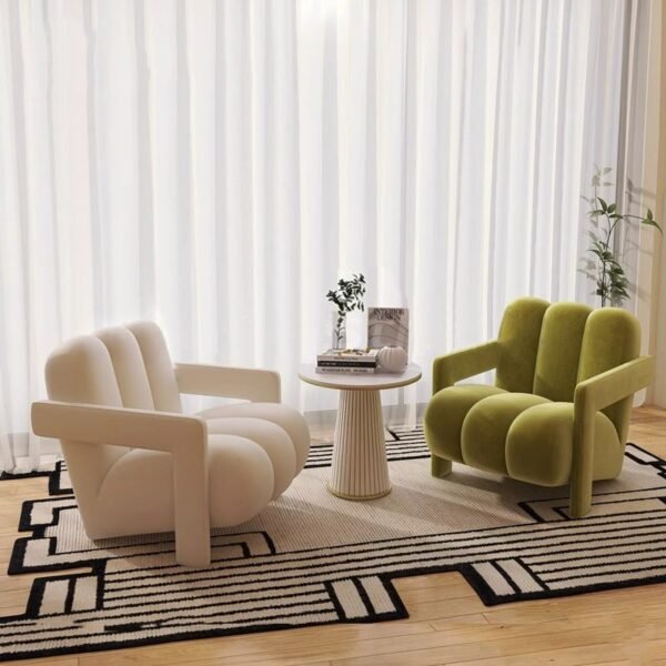 French Cream Style Casual Chair Designer Lazy Lamb Velvet Living Room Balcony Modern Simple Single Sofa Chair