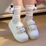 Velcro Thick-soled White Shoes Women's 2025 New Explosions All-match Casual Ugly Cute Big Head Shoes Student's Platform Shoes