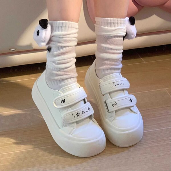 Velcro Thick-soled White Shoes Women's 2025 New Explosions All-match Casual Ugly Cute Big Head Shoes Student's Platform Shoes