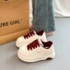 Explosions Bread Shoes Women's 2025 New Thick-soled All-match Super-fire White Shoes Soft-soled Increased Casual Sports Shoes