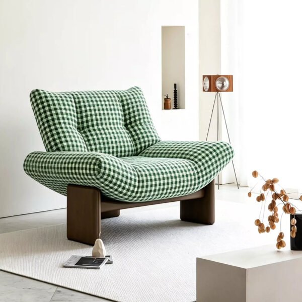 Simple and modern plaid fabric sofa, designer style, suitable for living rooms, bedrooms, and balconies, with solid wood frame