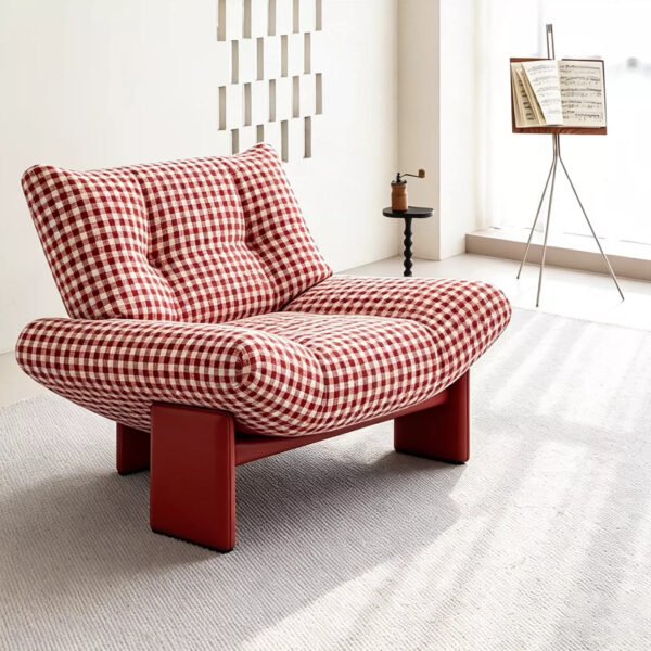 Simple and modern plaid fabric sofa, designer style, suitable for living rooms, bedrooms, and balconies, with solid wood frame