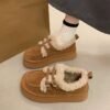 Thick-Soled Cotton Shoes for Women, Winter Outdoor Wear, 2026 New Fashion Slip-On Snow Cotton Shoes, Retro Plush Birkenstock Shoes
