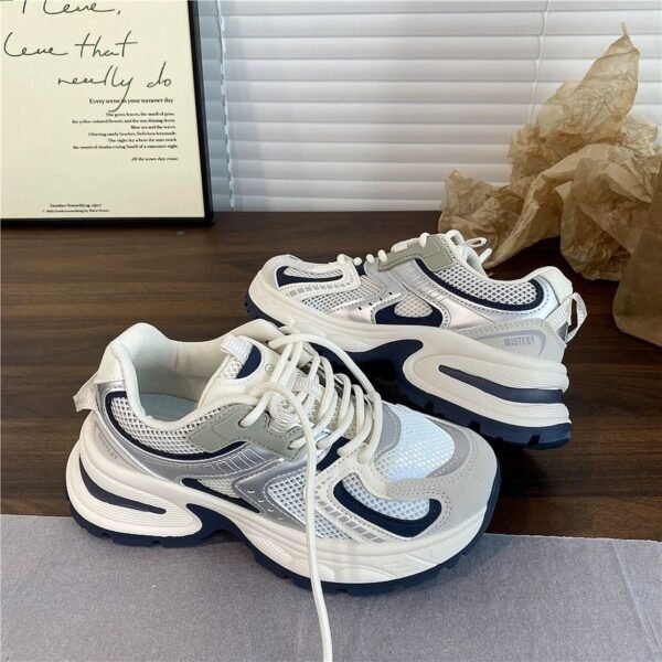 Thick-Soled Height-Increasing Daddy Shoes for Women 2025 Spring and Autum New Ins Trbottomy Versatile Mesh Breathable Casual Sports Shoes