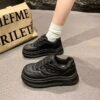 Explosions Bread Shoes Women's 2025 New Thick-soled All-match Super-fire White Shoes Soft-soled Increased Casual Sports Shoes
