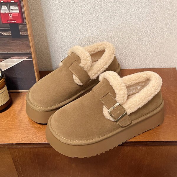 Thick-Soled Fleece-Lined Thickeneded Birkenstock Shoes for Women 2025 New Autumn and Winter Loafers Birkenstock Cotton Shoes Warm Snow Boots