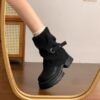 Thick-Soled Short Boots for Women 2026 New Autumn and Winter British Style Martin Boots Brown Melard Slouch Boots Trouser Boots Thick-Soled Short Boots for Women 2026 New Autumn and Winter British Style Martin Boots Brown Melard Slouch Boots Trouser Boots