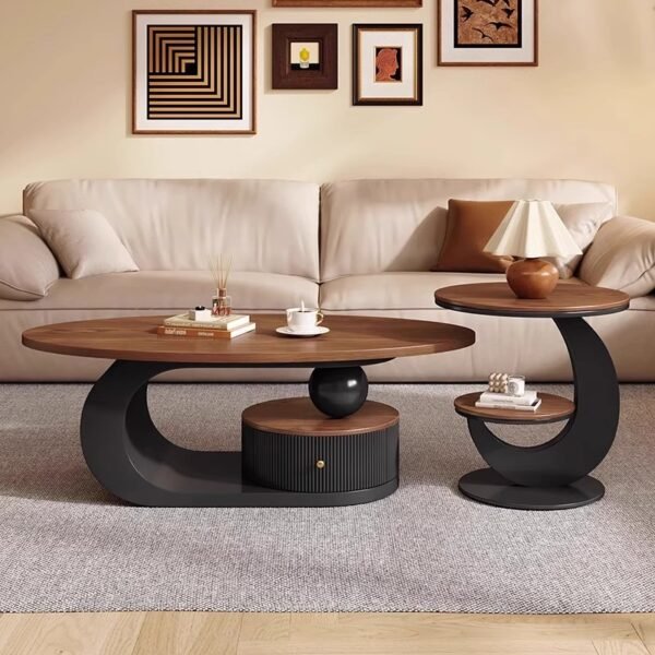 Walnut Coffee Table Light Luxury High-End Small Apartment Living Room Home French Mid-Century Style Designer New Coffee Table
