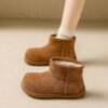 Ugly Cute Thick-Soled Snow Boots for Women 2025 New Winter Fleece-Lined Short Cotton Shoes Bread Shoes One-Legged Birkenstock Short Boots