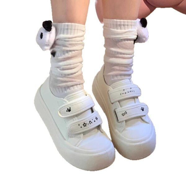 Velcro Thick-soled White Shoes Women's 2025 New Explosions All-match Casual Ugly Cute Big Head Shoes Student's Platform Shoes