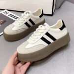 2025 Spring and Autumn New Moral Training Shoes Thick-Soled Height-Increasing Sneakers Low-Top White Shoes Retro Versatile Casual Sports Shoes