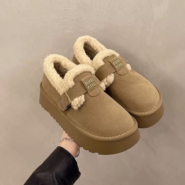 Thick-Soled Birkenstock Shoes for Women, Fleece-Lined and Thickened Snow Boots for Outdoor Wear, 2026 Autumn and Winter New Model, Non-Slip, Warm, Furry Cotton Shoes
