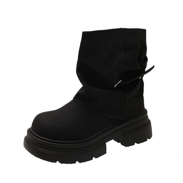 Thick-Soled Short Boots for Women 2026 New Autumn and Winter British Style Martin Boots Brown Melard Slouch Boots Trouser Boots Thick-Soled Short Boots for Women 2026 New Autumn and Winter British Style Martin Boots Brown Melard Slouch Boots Trouser Boots