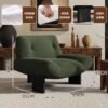 Vintage-Style Living Room Single Sofa Chair, Designer Model, White Ash Wood, Balcony, Guesthouse Reception, Lazy Leisure High-Back Chair