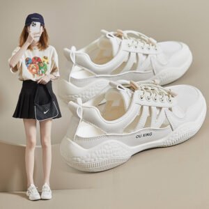 White Sneakers for Women 2026 Summer New Thin Sports Mesh Shoes with Hollow Breathable Mesh Surface Non-Slip Casual Sports Sandals