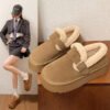 Thick-Soled Fleece-Lined Thickeneded Birkenstock Shoes for Women 2025 New Autumn and Winter Loafers Birkenstock Cotton Shoes Warm Snow Boots