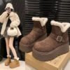 Heightened Thick-Soled Women's Shoes, Snow Boots, Women's Birkenstock Shoes, Boots, Short Boots, 2025 New Winter Velvet Warm Cotton Shoes