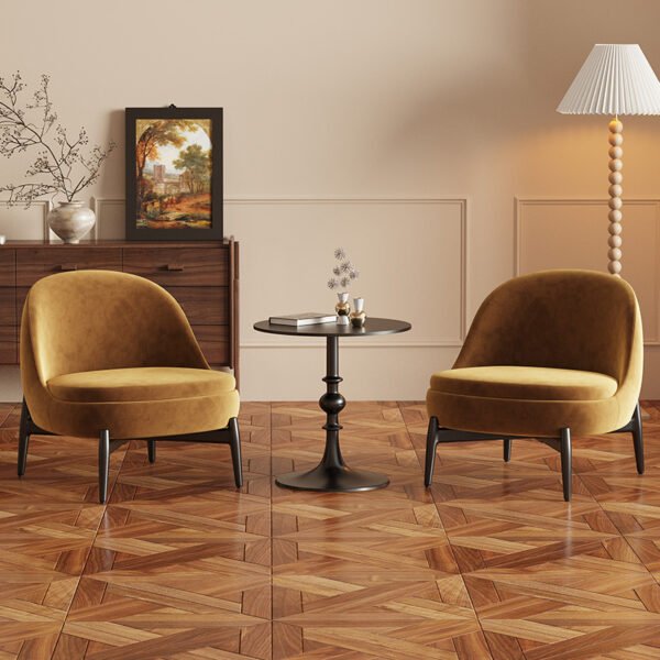 French Style Single Sofa Chair Living Room Bedroom Retro Style Table and Chair Combination Modern Middle Ancient Homestay Study Leisure Sofa