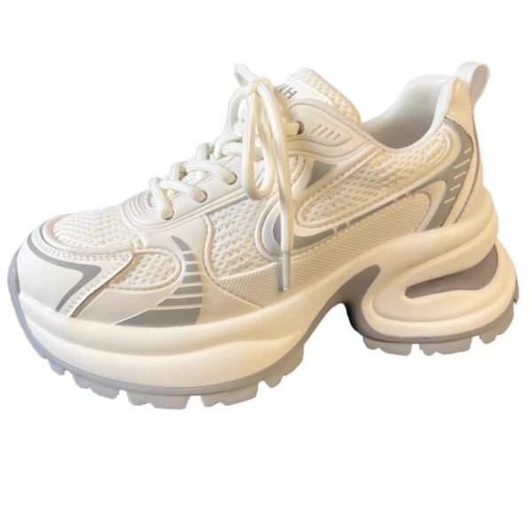 Thick-Soled Dad Shoes for Women, 2026 Spring and Summer New Versatile Breathable Mesh Sneakers, Lightweight Casual White Shoes