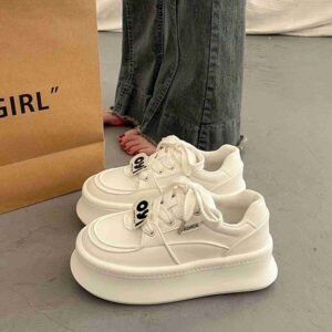 Popular Platform Thick-Soled White Shoes for Women, Versatile Niche Sneakers, 2025 New Spring and Autum Heightening Casual Sports Shoes