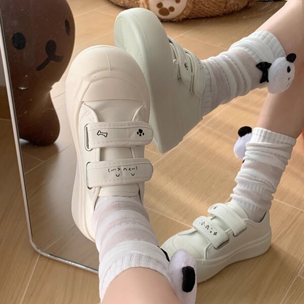 Velcro Thick-soled White Shoes Women's 2025 New Explosions All-match Casual Ugly Cute Big Head Shoes Student's Platform Shoes