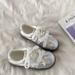 Lace Desun Shoes Women's 2025 Summer New Explosions Mesh Breathable sneaker Pearl Belt silver Torre Shoes